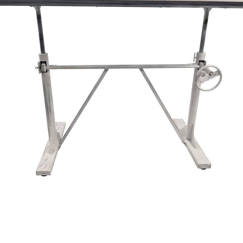 Carolina Living Brio Sit Or Stand Adjustable Desk Whitewash: Mango Wood Surface, Iron Frame, No Storage