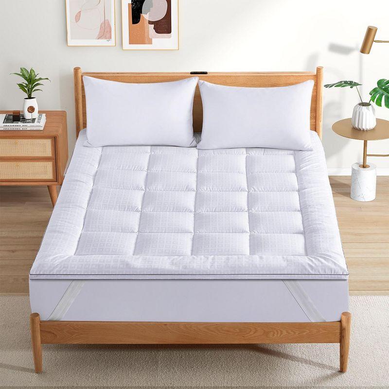 Queen White Down Alternative Mattress Topper with Deep Pocket