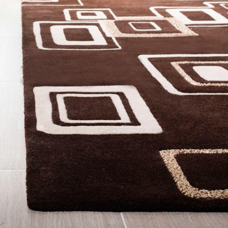 Handmade Tufted Brown and Beige Wool Rectangular Rug