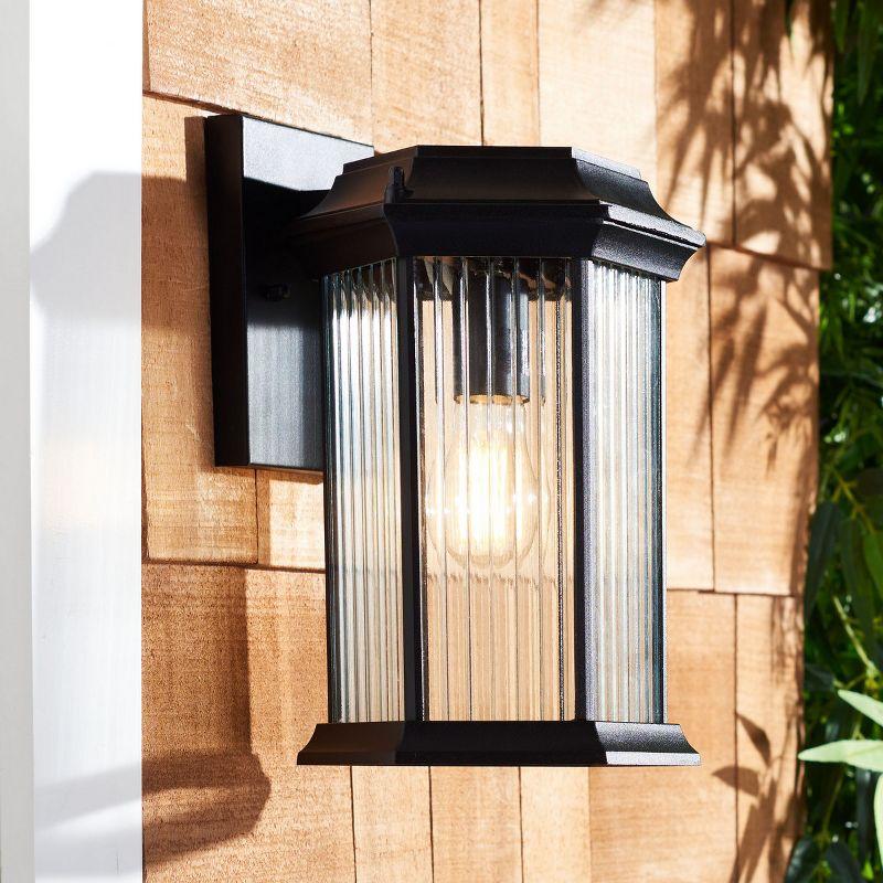 Hylan Outdoor Wall Sconce Lights (Set of 2) - Black - Safavieh.