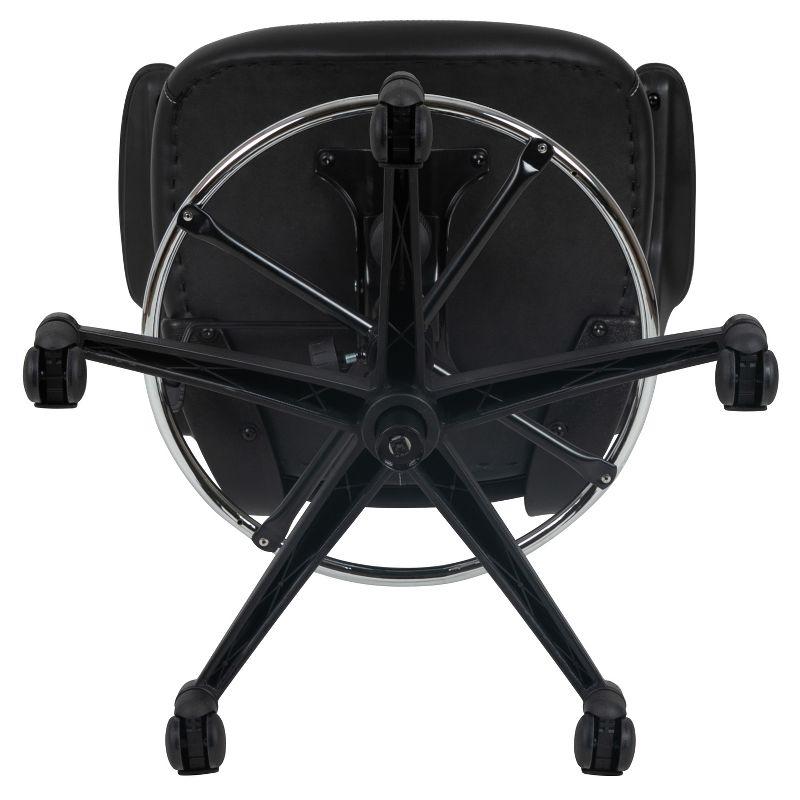 Flash Furniture Kelista Mid-Back Black Mesh Ergonomic Drafting Chair with LeatherSoft Seat, Adjustable Foot Ring and Flip-Up Arms