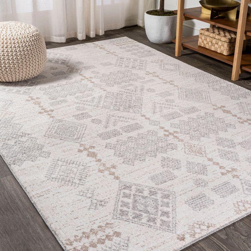 8'x10' Bhalil Berber Diamond Geometric Area Rug, Beige/Gray - JONATHAN Y