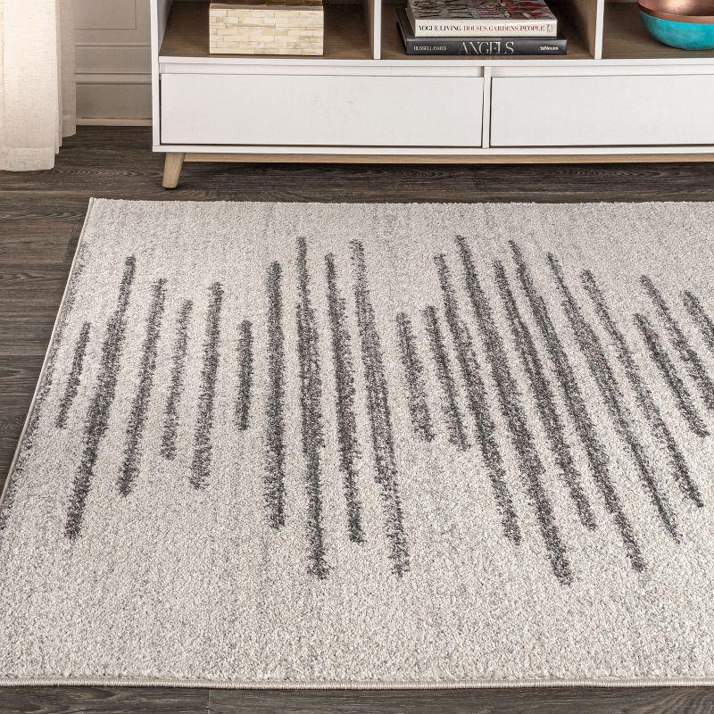 3'x5' Aya Berber Stripe Geometric Area Rug, Cream/Gray - JONATHAN Y