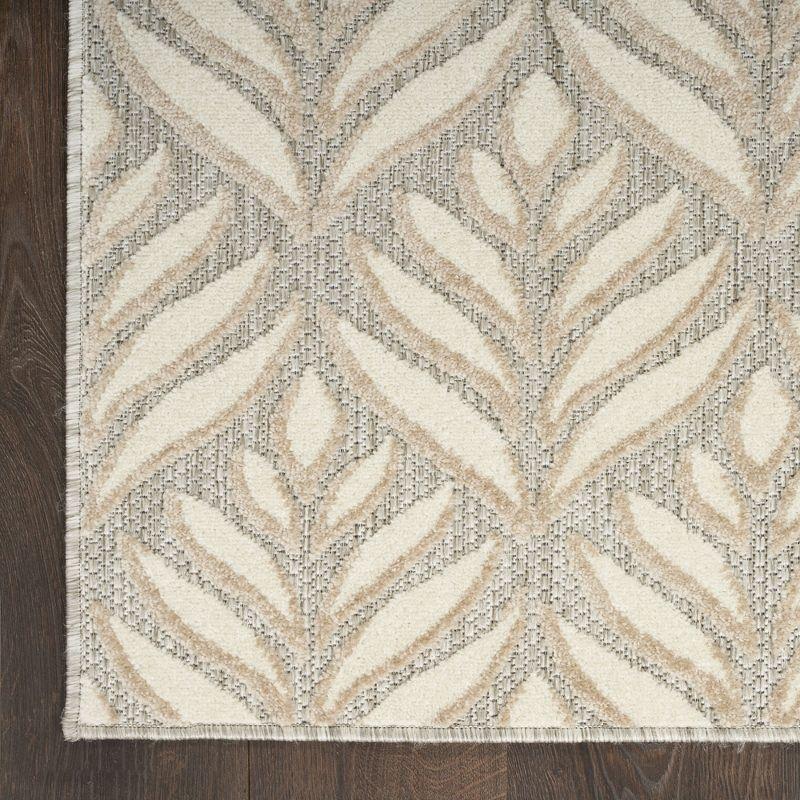 Nourison Aloha Tropical Palm Flatweave High-Low Indoor Outdoor Area Rug Ivory Grey 5'3" x 7'5"