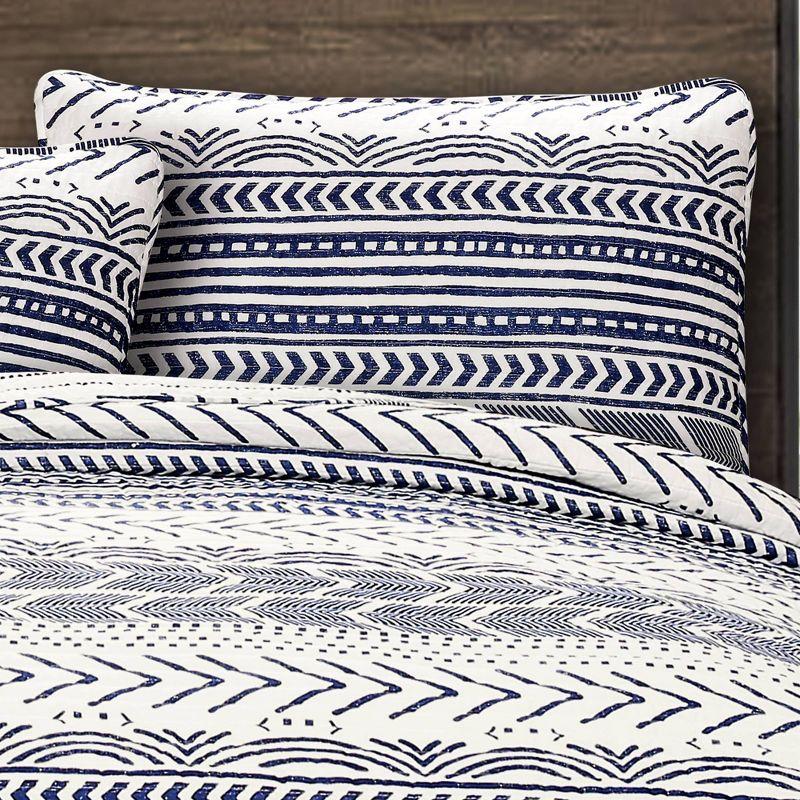Lush Décor 3pc King Hygge Geo Reversible Quilt & Sham Set Navy/White: STANDARD 100 OEKO-TEX Certified