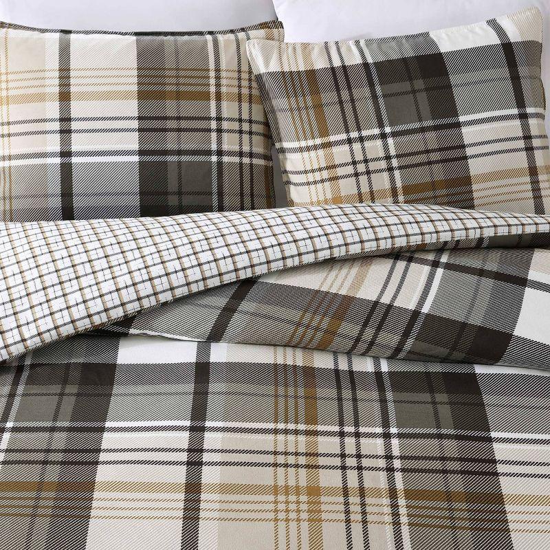 Eddie Bauer Normandy Plaid 100% Microfiber Duvet Set Black