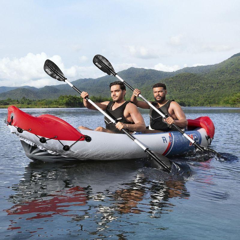 Bestway Hydro-Force Rapid X2 Inflatable 2 Person Kayak Outdoor Lake and River Water Sport Set with 2 Paddles, Hand Pump, and 2 Removable Fins
