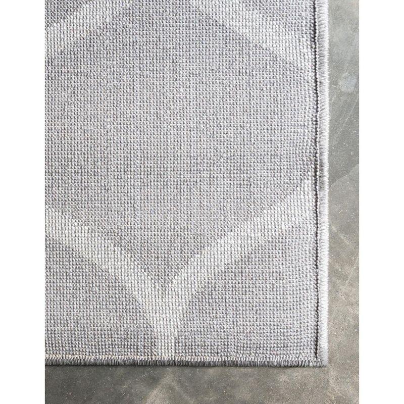 Light Gray and Ivory Square Trellis Synthetic Area Rug