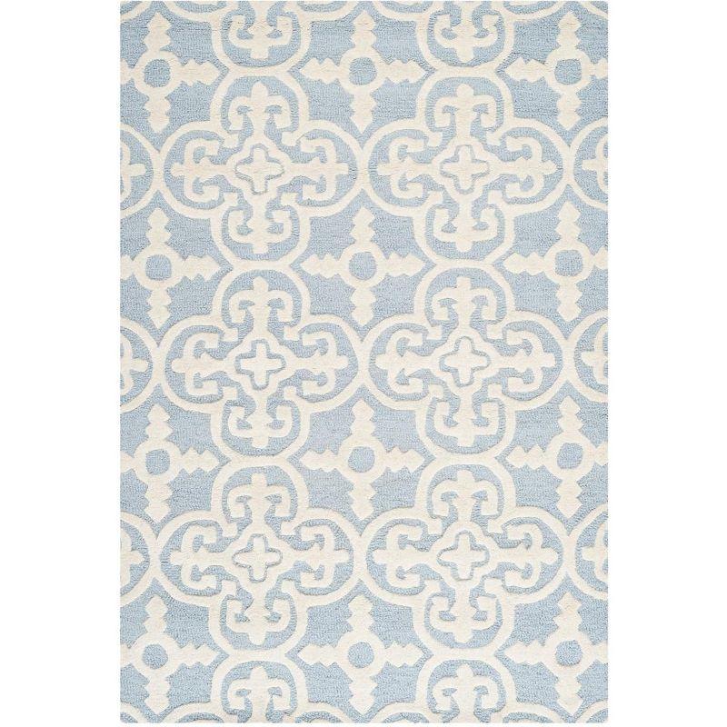 Hand-tufted Light Blue & Ivory Wool Round Rug