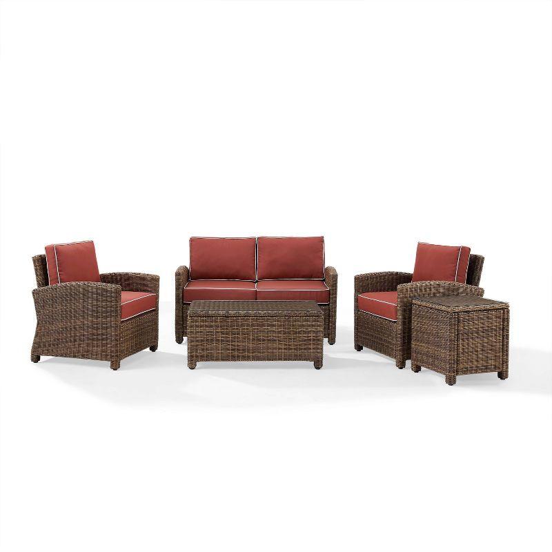 Bradenton 5pc Outdoor Wicker Conversation Set - Sangria - Crosley: Steel Frame, Tempered Glass Tables, UV-Resistant