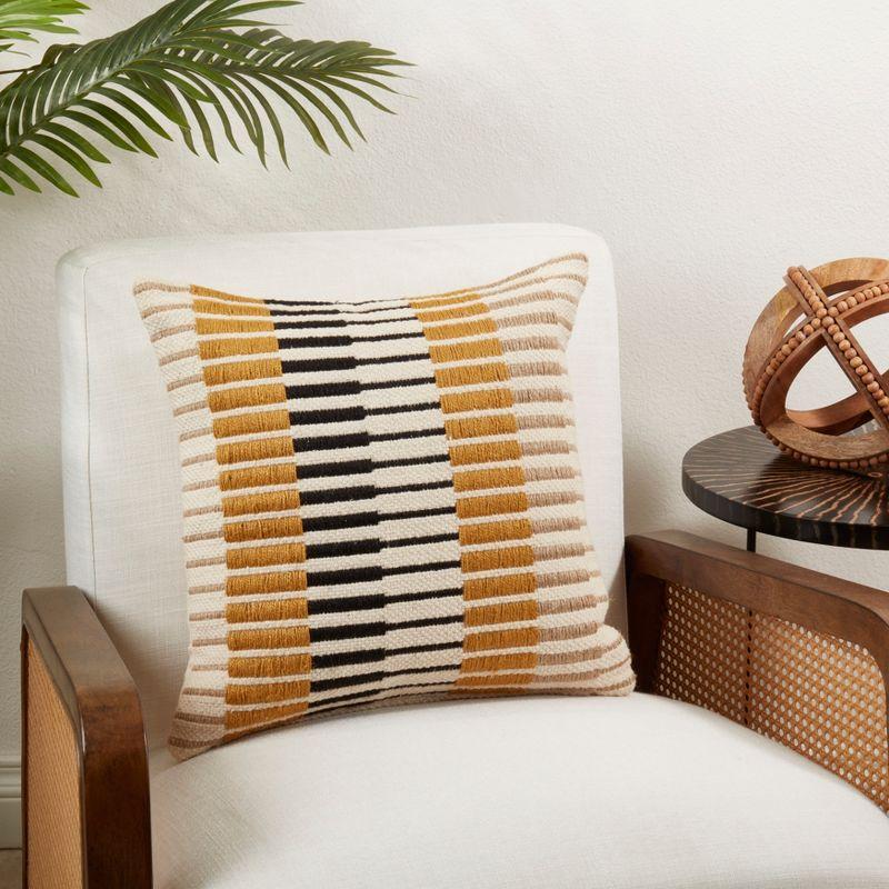 Dynamic Stripe Geometry Down Filled Throw Pillow
