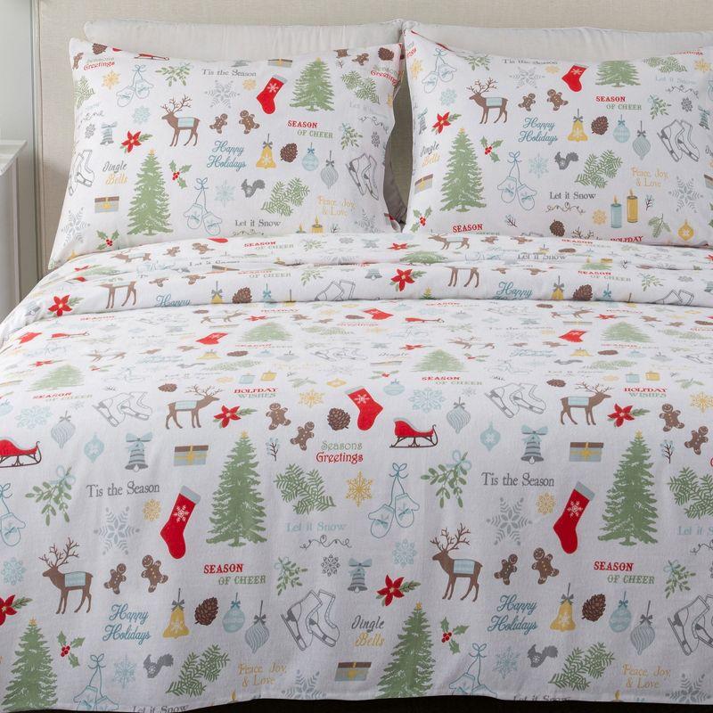 100% Cotton Holiday Flannel Sheet Set - Great Bay Home