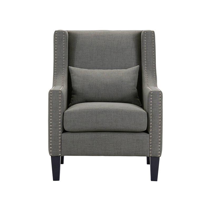 Gray Transitional Accent Chair with Nailhead Trim