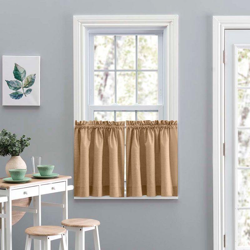 Tan Poly Cotton Duck Fabric Rod Pocket Window Tiers