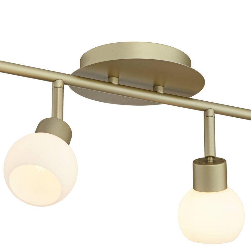 Gold Brass 4-Head LED Ceiling Track Light with Frosted Glass Globes