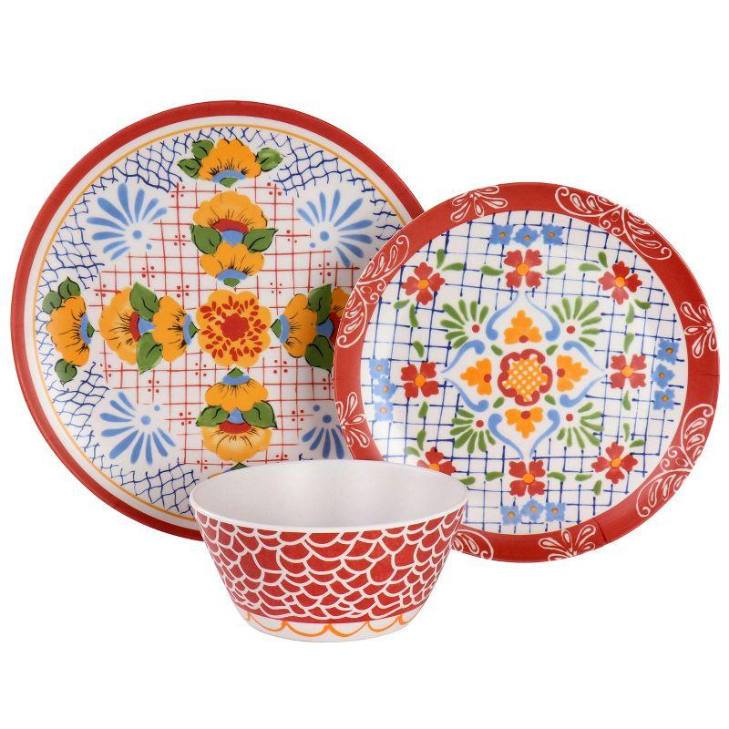 Gibson Laurie Gates California Designs Tierra 12 Piece Bamboo Fiber Dinnerware Set in Multi-Color