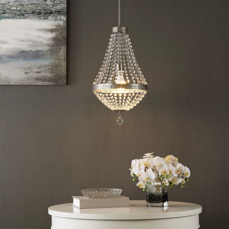 Contemporary Shirley Grand Nickel & Crystal 26" Pendant Light