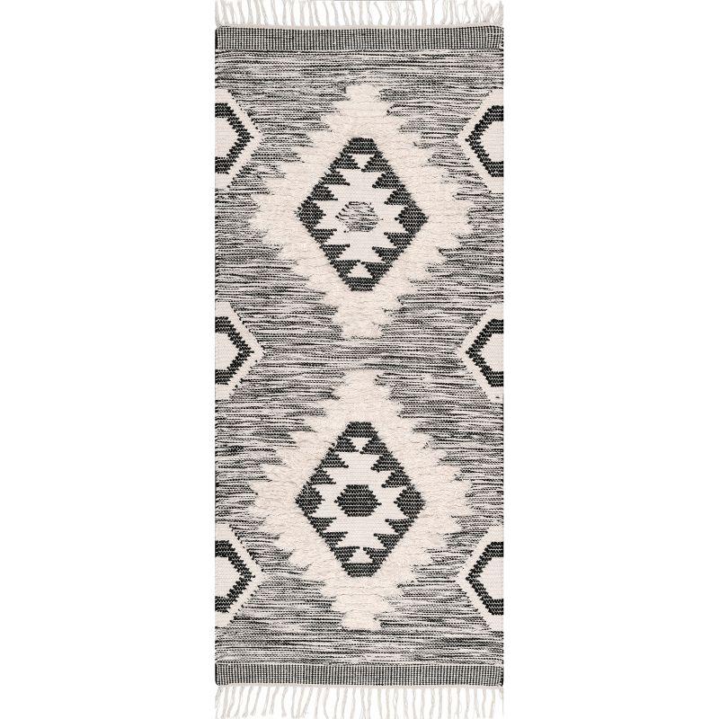 Savannah Moroccan Fringe 33" Black Wool Runner Rug