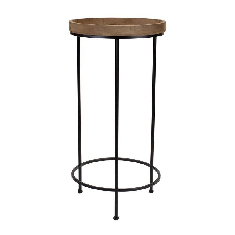 Round Wood and Metal Plant Stand Table (Set of 3)