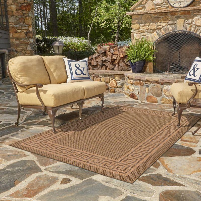 Unique Loom 3' 3 x 5' 1 Brown Outdoor Border Greek Key Area Rug