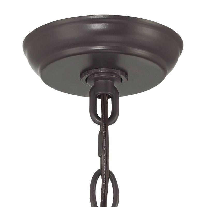 John Timberland Cecile 19 1/4" High Modern Box Lantern Outdoor Pendant Light Fixture Ceiling Porch House Hanging Brown Bronze Finish Clear Glass Shade