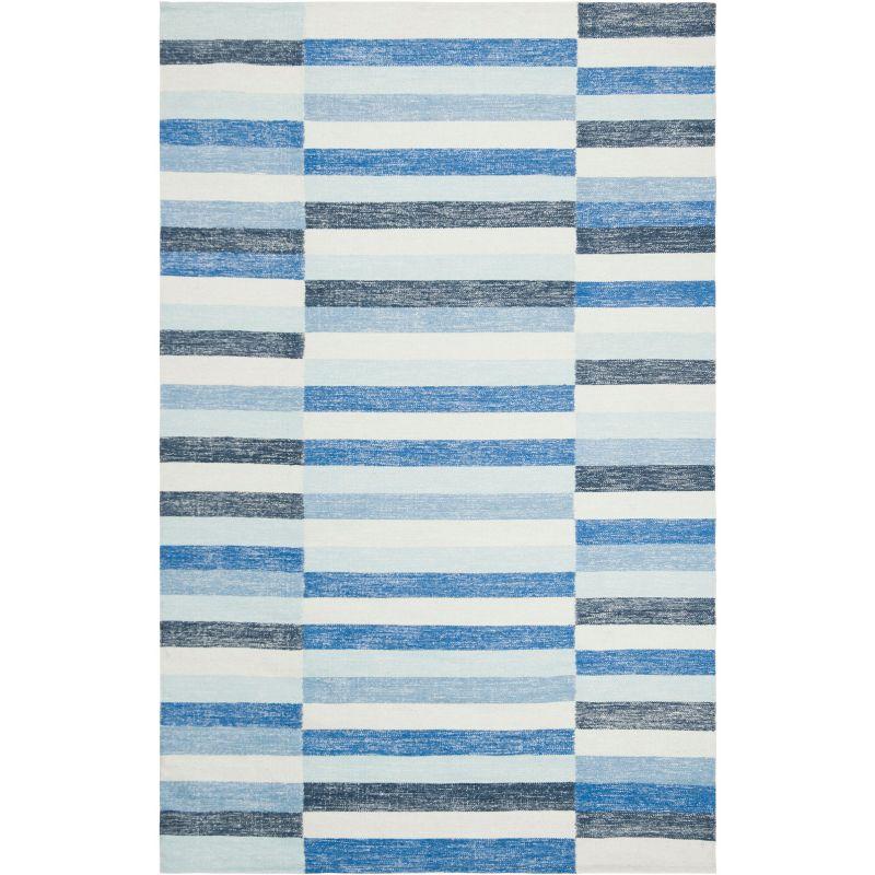 Striped Kilim STK411 Hand Woven Area Rug - Blue - 5'x8' - Safavieh.