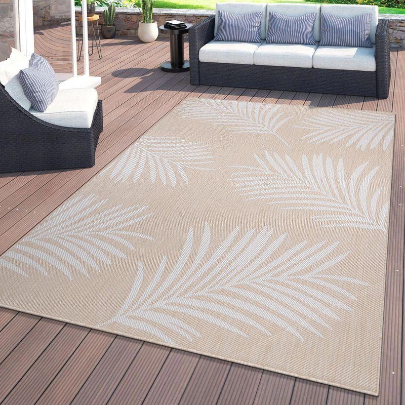 World Rug Gallery Contemporary Palm Leaves Textured Flat Weave Indoor/Outdoor Area Rug