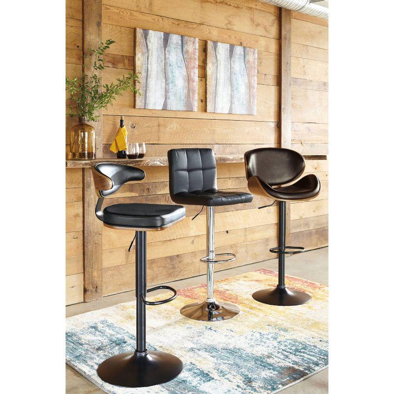 Signature Design by Ashley Bellatier Tall Swivel Barstool Black: Adjustable, Upholstered, Metal Frame