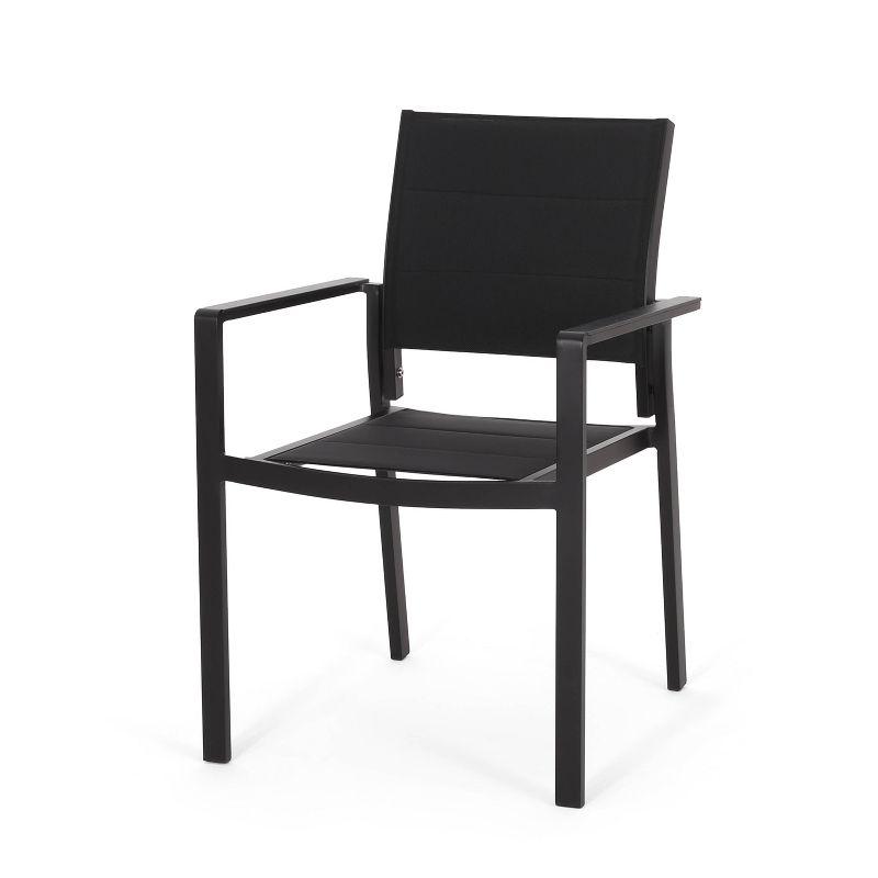 Christopher Knight Home 5pc Soto Mesh and Acacia Wood Teak Round Outdoor Dining Set Black