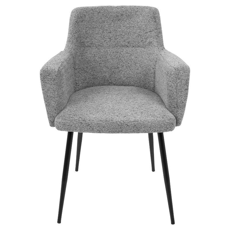 Set of 2 Andrew Contemporary Dining Accent Chairs Gray - LumiSource: Upholstered, Metal Legs, Padded Armrests