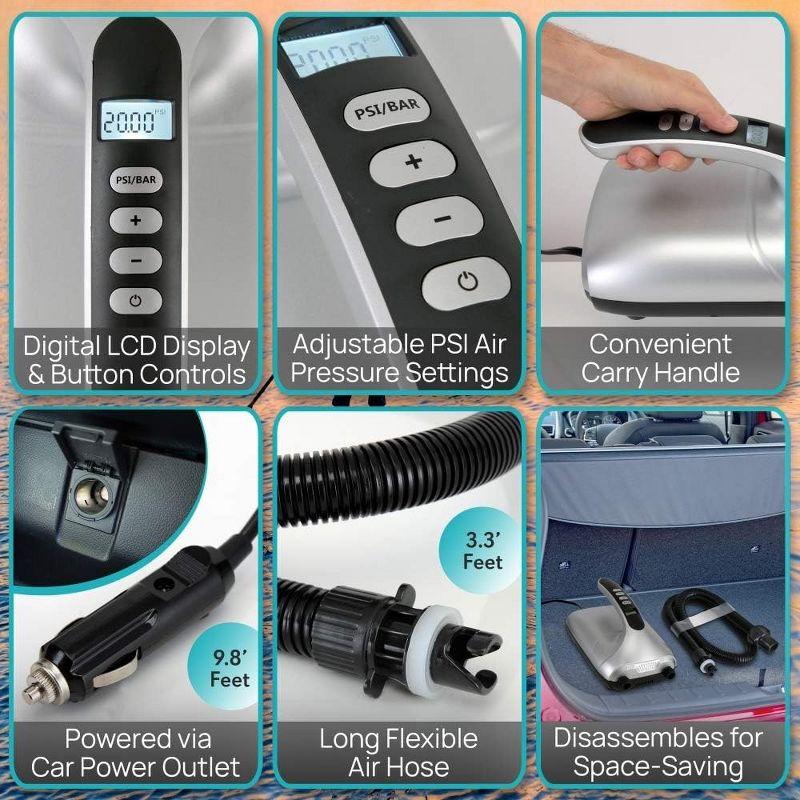 SereneLife High Pressure SUP Electric Air Pump - Silver & Black