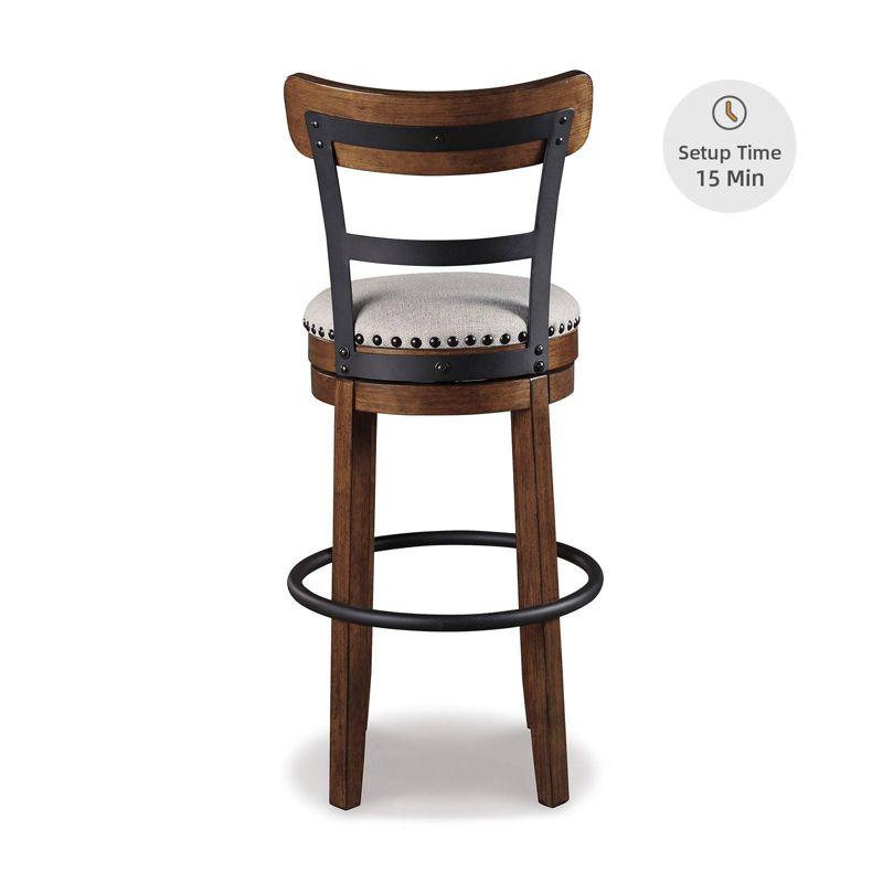 Tall Valebeck Upholstered Swivel Barstool Brown - Signature Design by Ashley: Kitchen Counter Height, Rustic Style