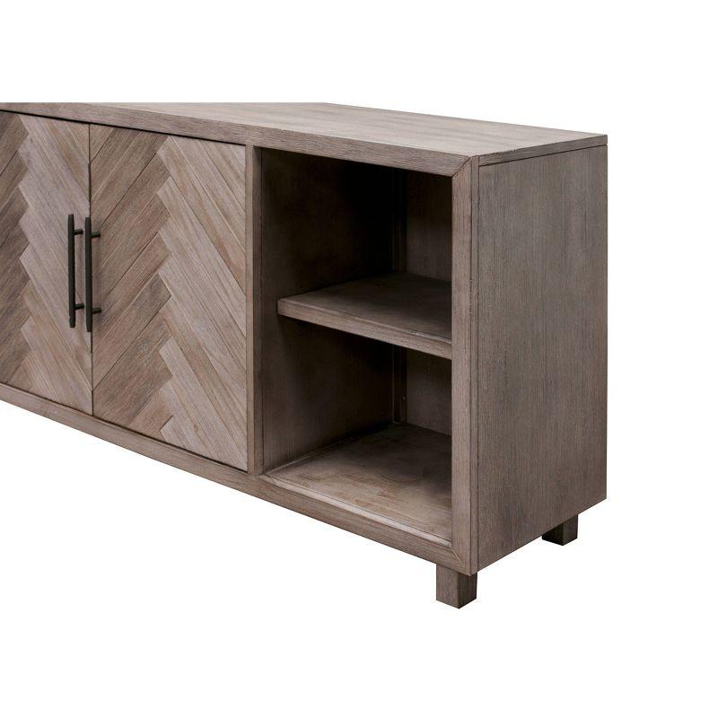 Palisades 2 Door Console TV Stand for TVs up to 80" Gray - Martin Furniture: Herringbone Pattern, Iron Hardware