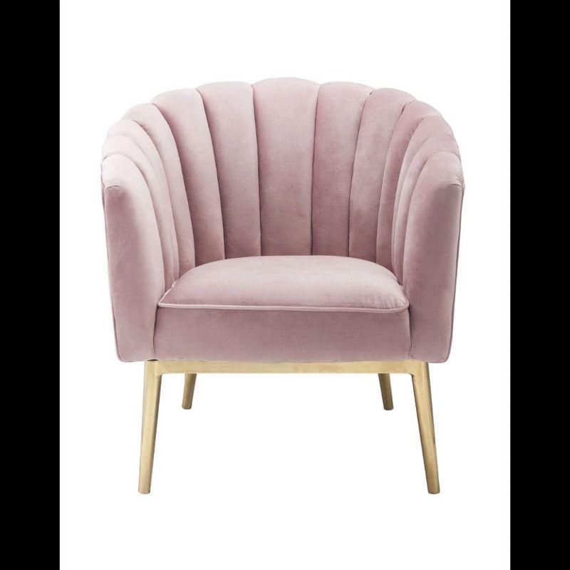 31" Colla Accent Chair Blush Pink Velvet/Gold Finish - Acme Furniture: Tufted, Leather Upholstery, Wood Frame