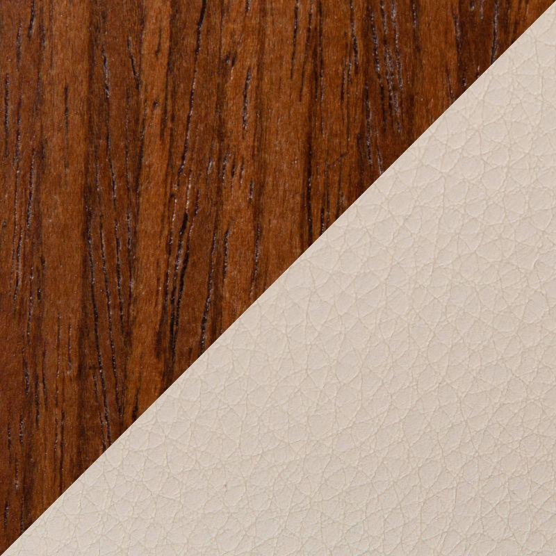 LumiSource Set of 2 Cecina Upholstered Counter Height Barstools Cream/Walnut : Swivel, Faux Leather, Wood Legs