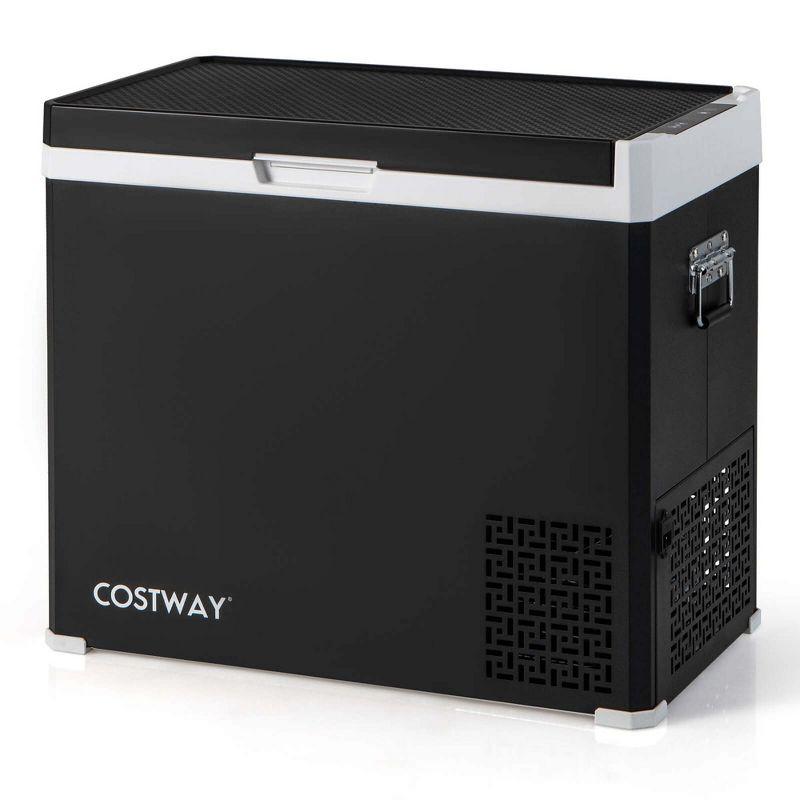 Costway 12 Volt Car Refrigerator 53QT Portable Car Fridge with -4℉~68℉ for RVs Adjustable Range Black