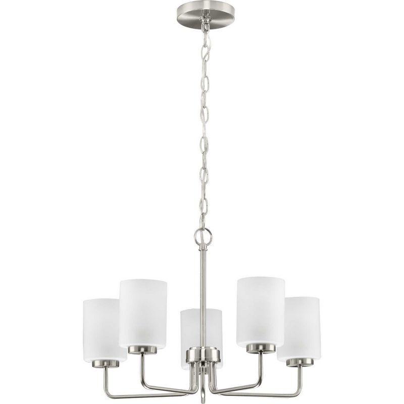 Progress Lighting Merry 5-Light Chandelier, Brushed Nickel, Etched Glass Shade