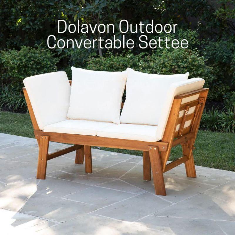 Holly & Martin Dolavon Outdoor Convertible Lounge Chair - Natural with Cream Cushions - SEI