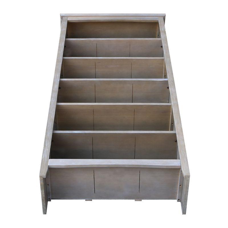 72" Shaker Bookcase Washed Gray/Taupe - International Concepts: Solid Wood, 5 Shelves, Mid-Century Design