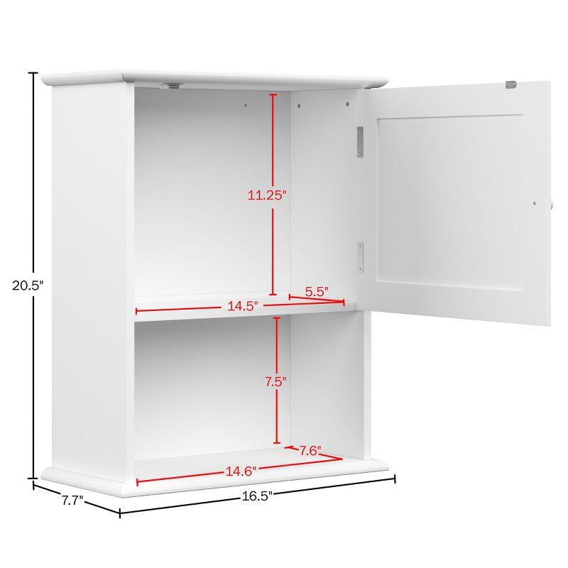 Wall-Mounted Storage Cabinet – Kitchen, Pantry, Laundry Room or Bathroom Organizer with Open Shelf – Bathroom Storage Furniture by Lavish Home (White)