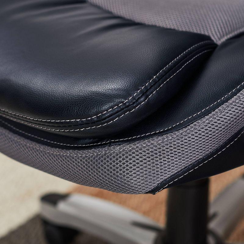 High-Back Ergonomic Executive Gaming Chair in Gray Mesh & Faux Leather