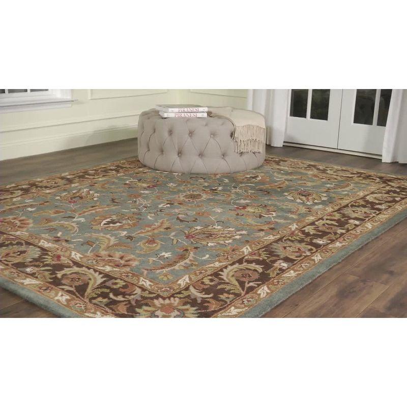 Elegant Heritage 6' Square Blue and Brown Hand-Tufted Wool Rug