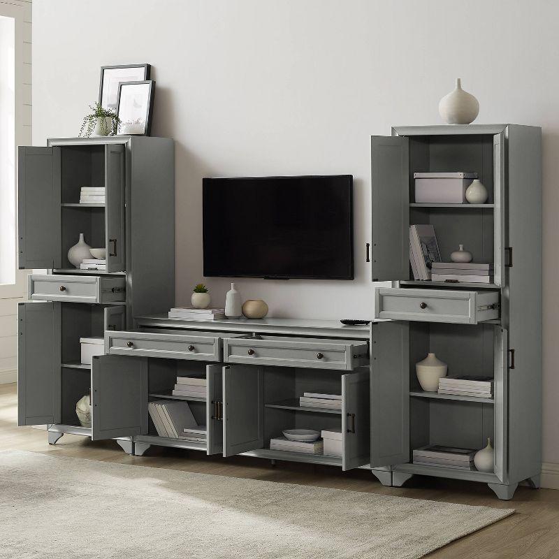 Distressed Gray Modern Farmhouse Entertainment Center with Cabinet