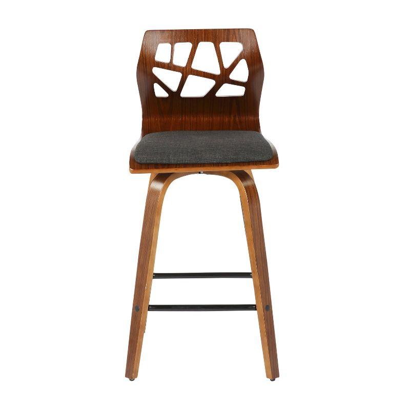 Set of 2 Folia Counter Height Barstools Walnut/Charcoal - LumiSource: Upholstered, Wood Frame, Fixed Height