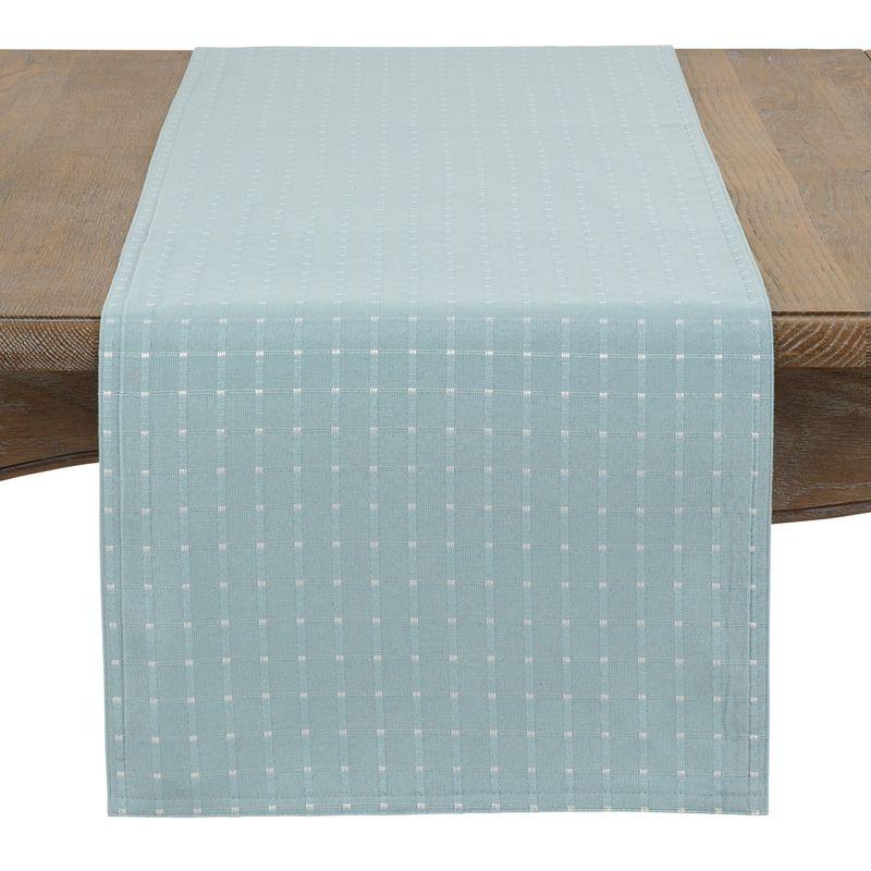 Saro Lifestyle Table Runner With Stitched Line Design, Aqua, 16" x 108"