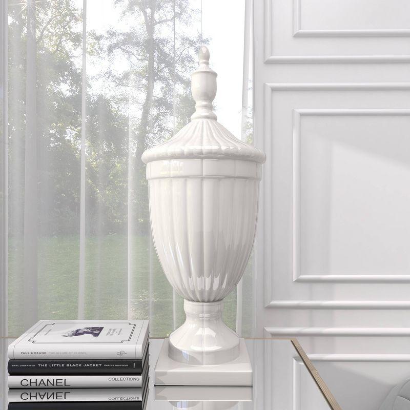 26" Modern Ceramic Urn Vase White - Olivia & May: Large Tabletop Decor, Novelty Design