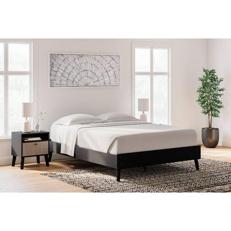 Black Queen Wood Platform Bed with Storage Drawer