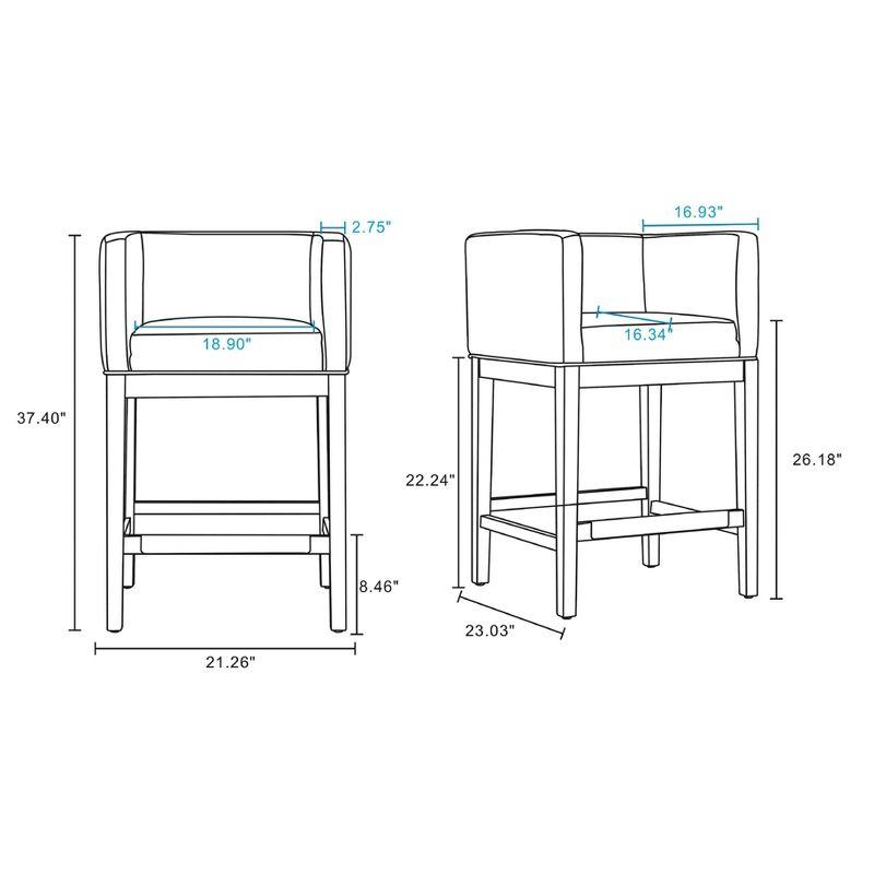 Set of 3 Kingsley Upholstered Beech Wood Counter Height Barstools - Manhattan Comfort