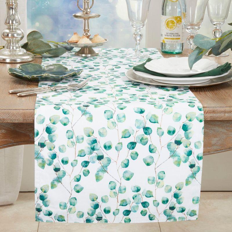 Saro Lifestyle Eucalyptus Leaf Design Table Runner