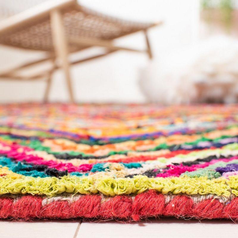 Handmade Pink and Multi Cotton Tufted Round Rug